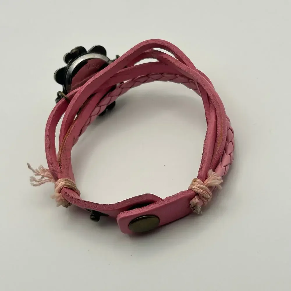 Boho Women's Analog Watch Bracelet Pink Snap Band Working New Battery